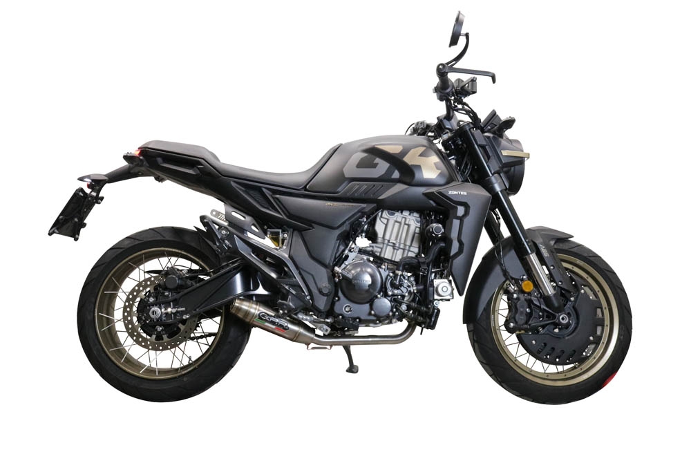 Exhaust compatible with Zontes 350 X1 2022-2024, Deeptone Inox, Racing full system exhaust, including removable db killer