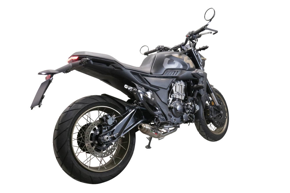 Exhaust compatible with Zontes 350 X1 2022-2024, Deeptone Inox, Racing full system exhaust, including removable db killer