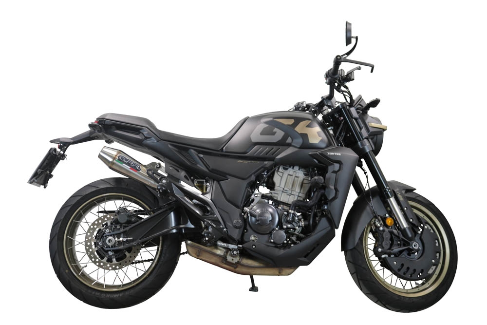 Exhaust compatible with Zontes 350 R1 2022-2024, Ultracone, Homologated legal slip-on exhaust including removable db killer and link pipe