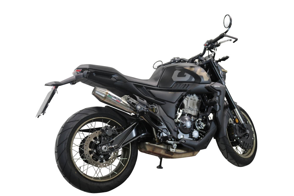 Exhaust compatible with Zontes 350 R1 2022-2024, Ultracone, Homologated legal slip-on exhaust including removable db killer and link pipe