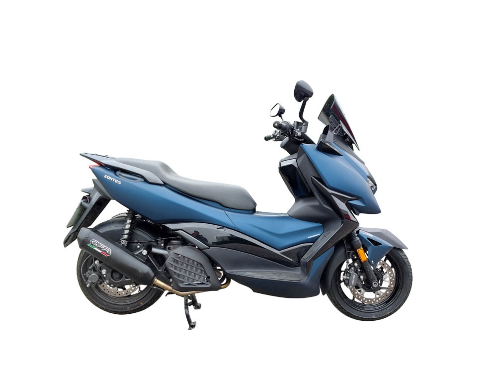 Exhaust compatible with Zontes M 125 2022-2024, Pentaroad Black, Homologated legal full system exhaust, including removable db killer and catalyst