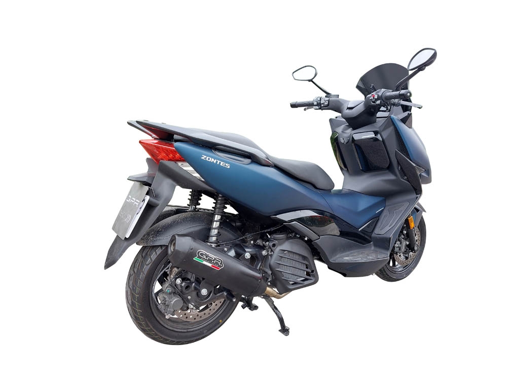 Exhaust compatible with Zontes M 125 2022-2024, Pentaroad Black, Homologated legal full system exhaust, including removable db killer and catalyst