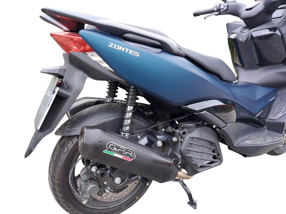 Exhaust compatible with Zontes M 125 2022-2024, Pentaroad Black, Homologated legal full system exhaust, including removable db killer and catalyst