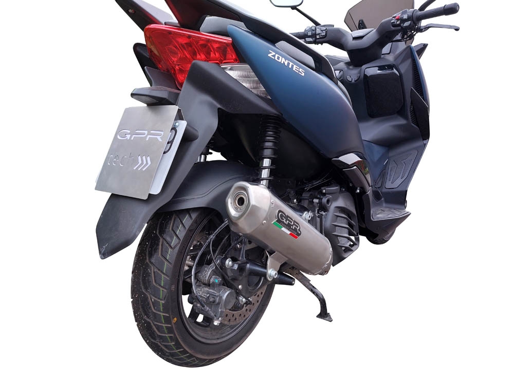 Exhaust compatible with Zontes M 125 2022-2024, Pentaroad Inox, Homologated legal full system exhaust, including removable db killer and catalyst