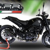 Esapament GPR compatibil cu Benelli Leoncino 500 2017 Evacuare slip-on omologata, inclusiv db killer detașabil și cot de legătură,New Grand Prix Evo Black Titanium
