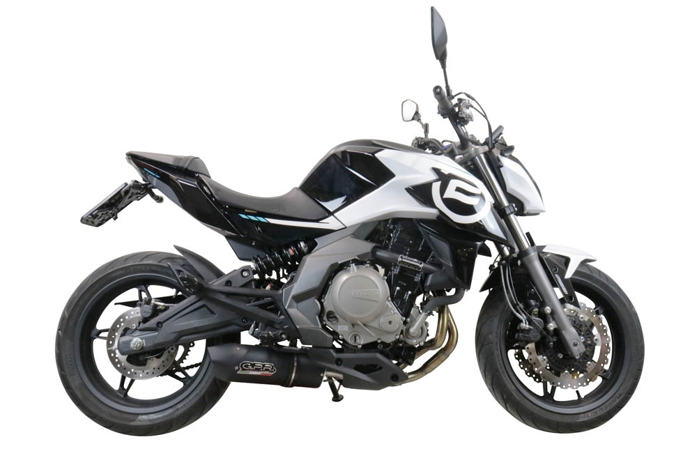 Exhaust compatible with Cf Moto 650 Mt 2021-2024, Furore Nero, Racing slip-on exhaust, including link pipe and removable db killer
