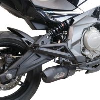 Exhaust compatible with Cf Moto 650 Mt 2021-2024, Furore Nero, Racing slip-on exhaust, including link pipe and removable db killer
