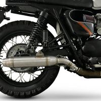 Exhaust compatible with Triumph BONNEVILLE T100 2001-2014, Deeptone Inox, Dual Homologated legal slip-on exhaust including removable db killers and link pipes