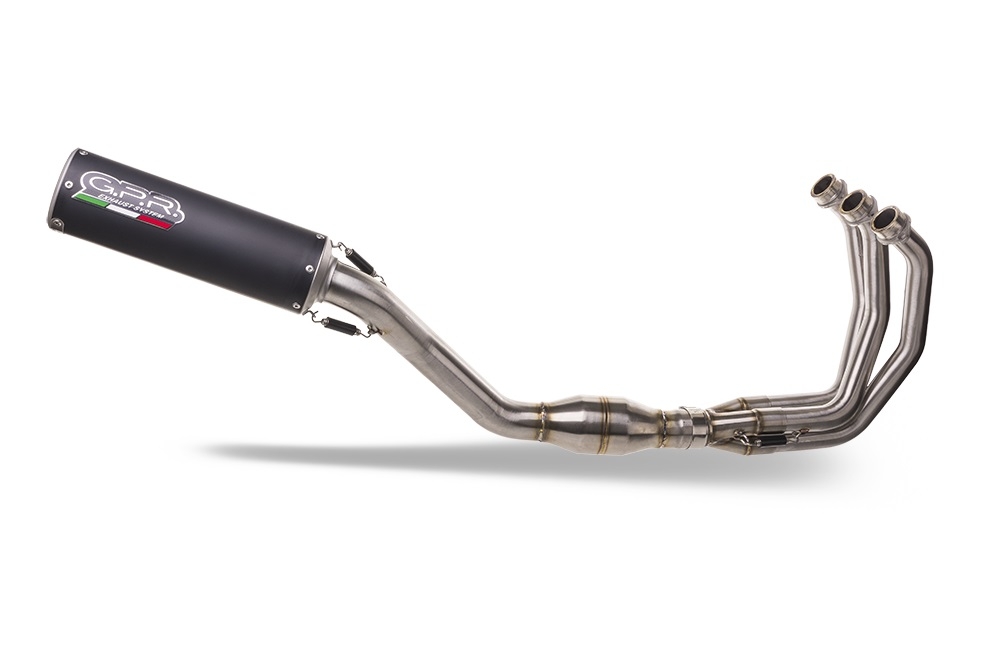 Exhaust compatible with Yamaha Tracer 9 2021-2024, M3 Black Titanium, Homologated legal full system exhaust, including removable db killer and catalyst
