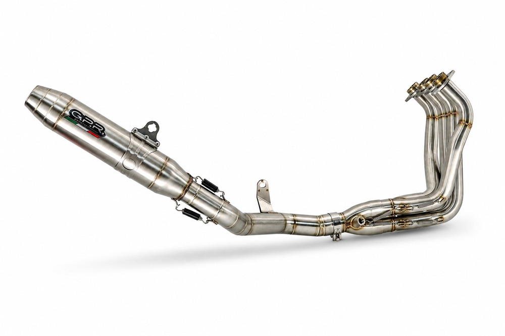 Esapament GPR compatibil cu Honda Cb 650 R 2019 Sistem complet de evacuare legal omologat, inclusiv db killer și catalizator detașabil,Deeptone Inox