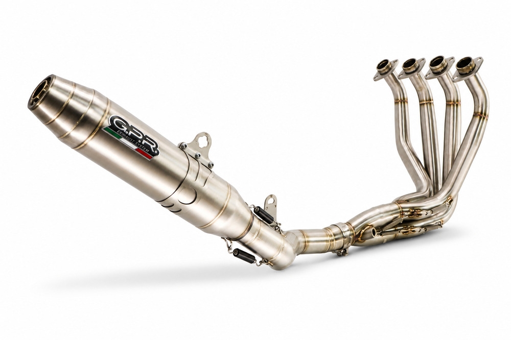 Esapament GPR compatibil cu Honda Cb 650 R 2019 Sistem complet de evacuare legal omologat, inclusiv db killer și catalizator detașabil,Deeptone Inox