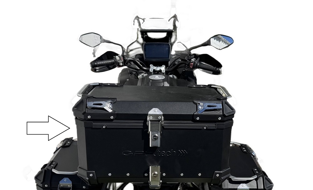 Top case GPR TECH compatible with  Voge 525DSX 2023/2025 e5 GPR TECH Top case in aluminum, black color with specific plate included Capacity 55 LT.
