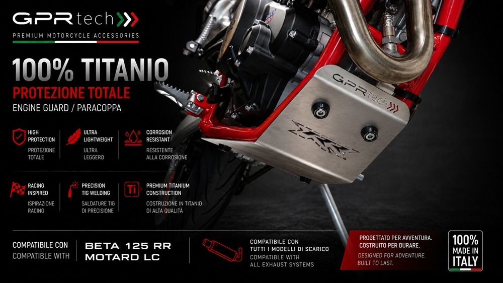 GPR TECH compatible with  Beta RR 125 4T Enduro LC 2021/2023 e5 GPR TECH Titanium Skid plate 