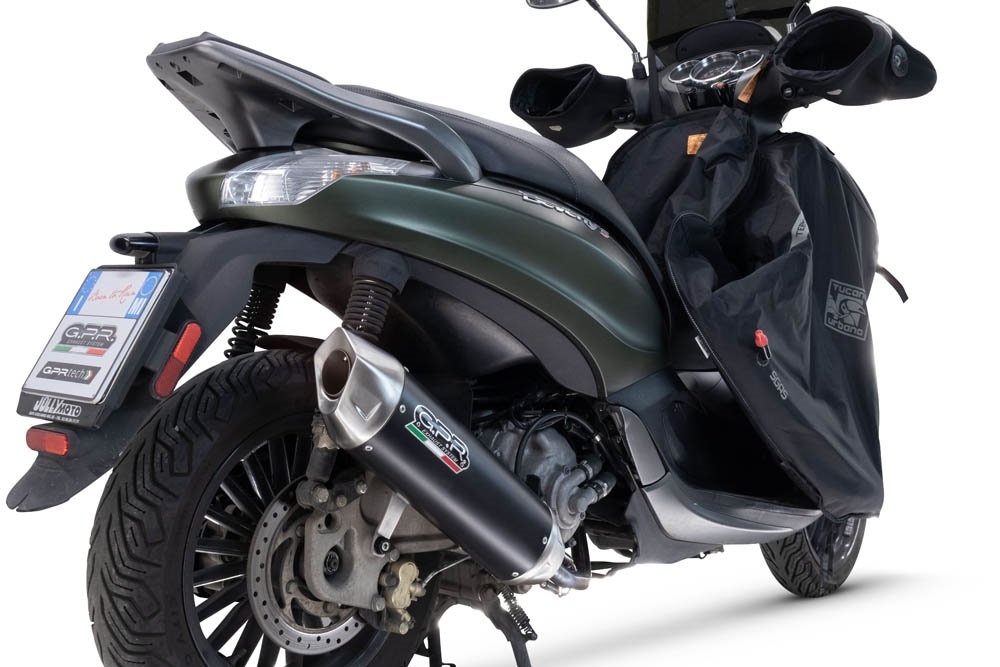 Exhaust compatible with Piaggio Beverly 300 I.E. ABS - S - Police 2016-2020, Furore-X Scooter, Homologated legal full system exhaust, including removable db killer and catalyst