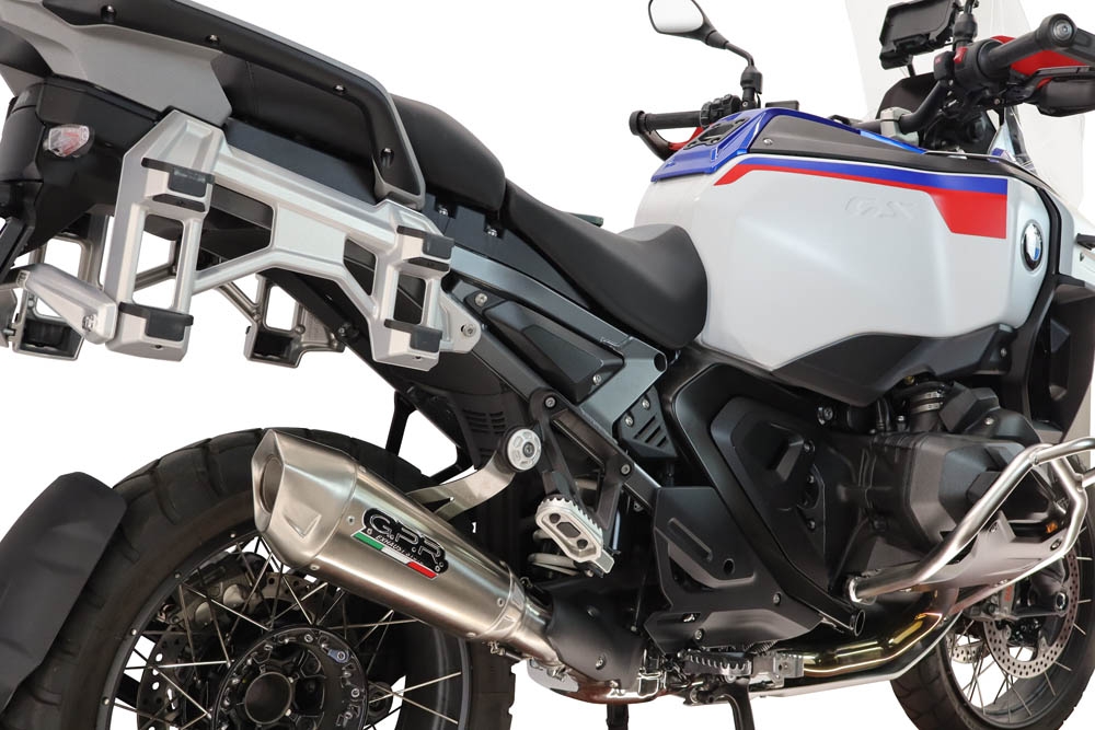 GPR exhaust compatible with Bmw R 1300 GS Adventure 2024-2026, GP-Revo Titanium, Homologated legal slip-on exhaust including removable db killer and link pipe 
