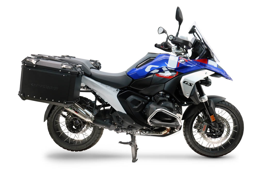 GPR TECH compatible with  Bmw R 1300 GS Adventure 2024/2026 GPR TECH Pair of side cases aluminum made, black color with specific pannier holder Capacity 38 LT. + 38 LT.