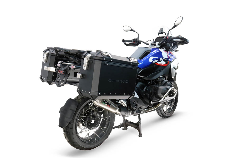 GPR TECH compatible with  Bmw R 1300 GS Adventure 2024/2026 GPR TECH Pair of side cases aluminum made, black color with specific pannier holder Capacity 38 LT. + 38 LT.