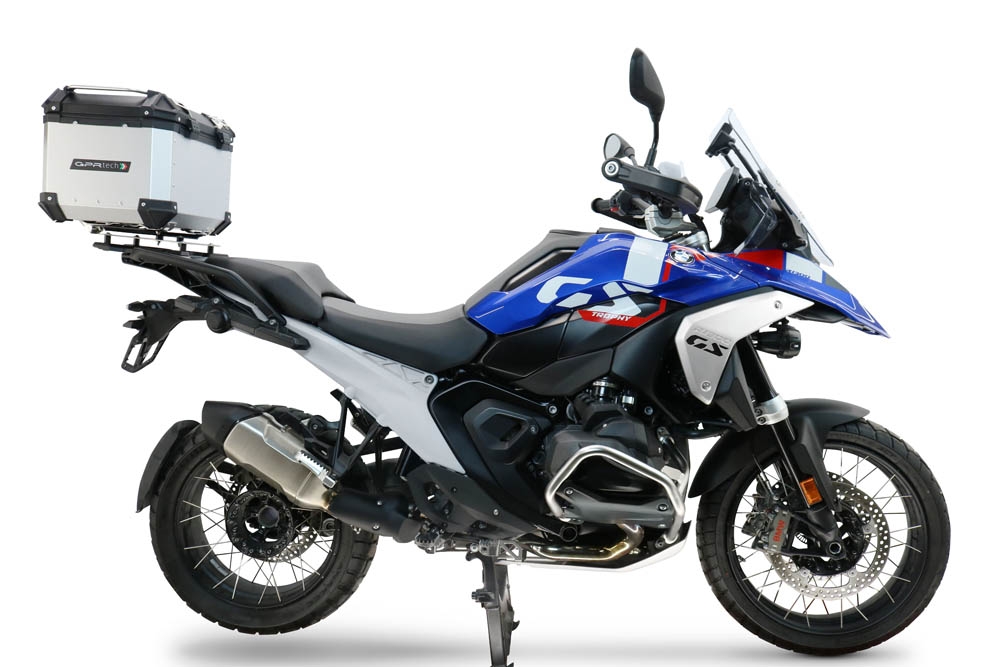 Top case GPR TECH compatible with  Bmw R 1300 GS Adventure 2024/2026 GPR TECH Top case in aluminum, silver color with specific plate included to mount on the original rear rack Capacity 35 LT.