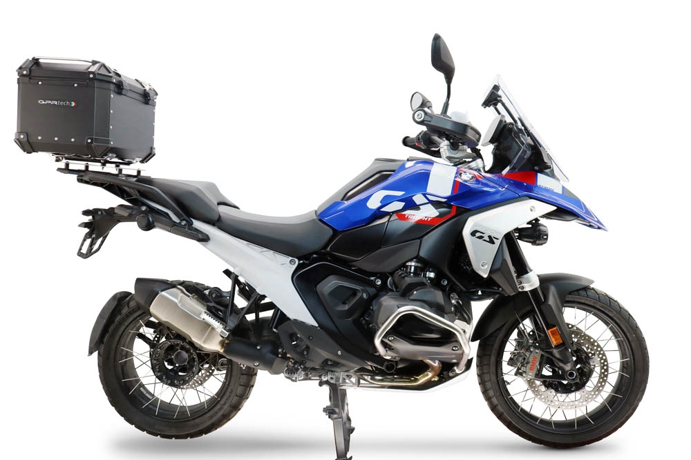 Top case GPR TECH compatible with  Bmw R 1300 GS Adventure 2024/2026 GPR TECH Top case in aluminum, silver color with specific plate included to mount on the original rear rack Capacity 45 LT.