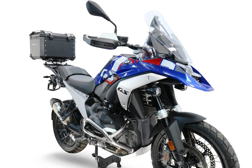 Top case GPR TECH compatible with  Bmw R 1300 GS Adventure 2024/2026 GPR TECH Top case in aluminum, silver color with specific plate included to mount on the original rear rack Capacity 45 LT.