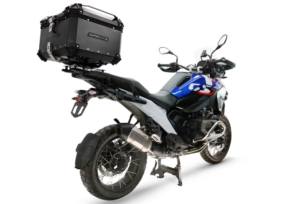 Top case GPR TECH compatible with  Bmw R 1300 GS Adventure 2024/2026 GPR TECH Top case in aluminum, silver color with specific plate included to mount on the original rear rack Capacity 55 LT.