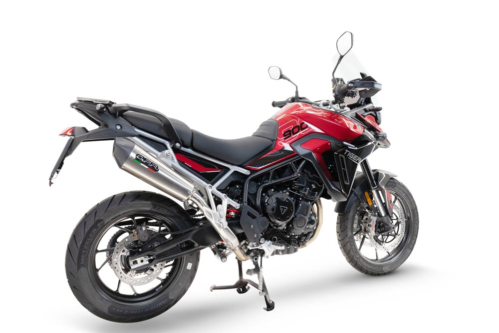 Esapament GPR compatibil cu Triumph Tiger 900 GT / Pro / Rally Pro 2024 Evacuare slip-on omologata, inclusiv db killer detașabil și cot de legătură,New Grand Prix Evo Titanium