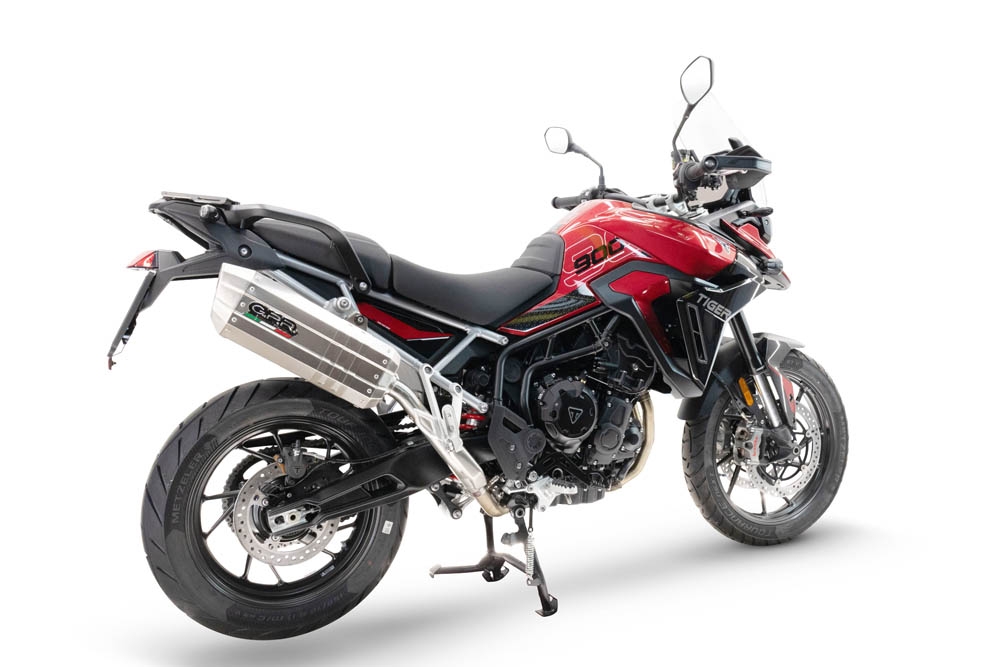 Esapament GPR compatibil cu Triumph Tiger 900 GT / Pro / Rally Pro 2024 Evacuare slip-on omologata, inclusiv db killer detașabil și cot de legătură,Hyper Sonic Titanium