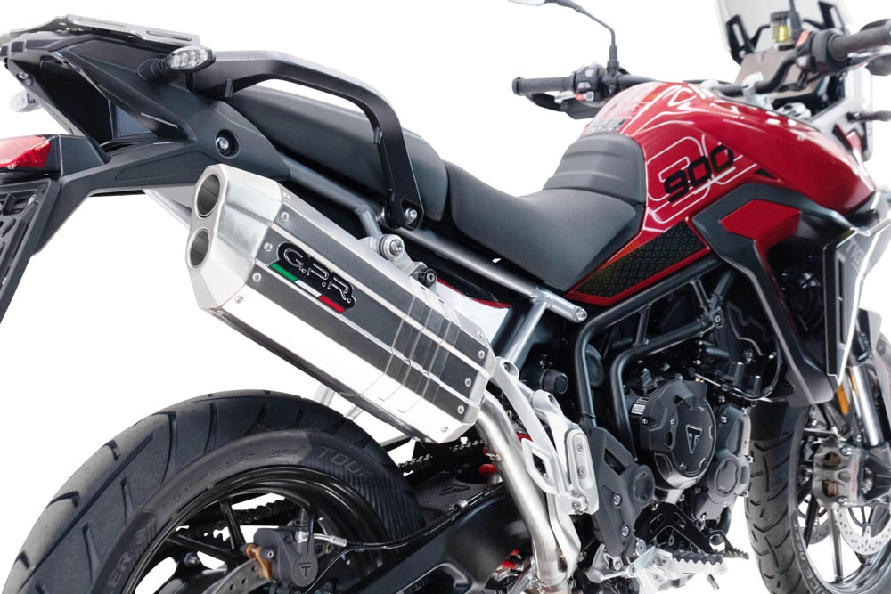 Esapament GPR compatibil cu Triumph Tiger 900 GT / Pro / Rally Pro 2024 Evacuare slip-on omologata, inclusiv db killer detașabil și cot de legătură,Hyper Sonic Titanium