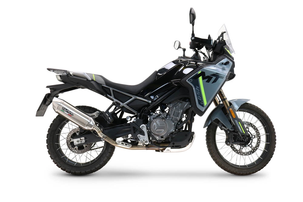 Esapament GPR compatibil cu Cf Moto 450 MT 2024 Evacuare slip-on omologata, inclusiv db killer detașabil și cot de legătură,Furore-X Acciaio Inox