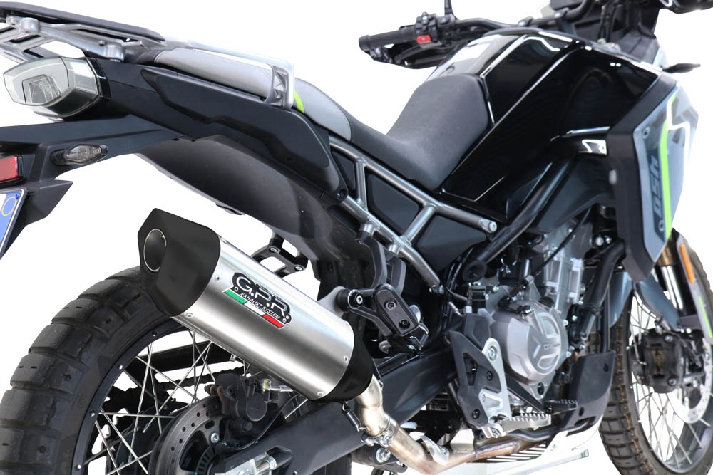 GPR exhaust compatible with  Cf Moto 450 MT 2024-2025, Furore-X Titanio, Slip-on exhaust including removable db killer and link pipe, not EPA-compliant 
