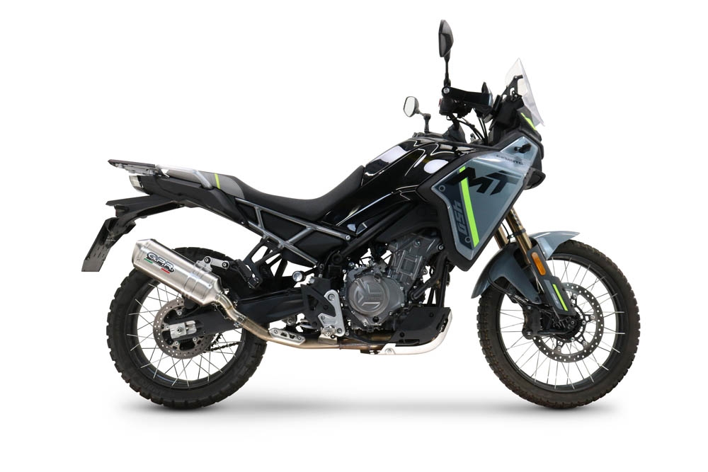 Esapament GPR compatibil cuCf Moto 450 MT 2024 Evacuare slip-on omologata, inclusiv db killer detașabil și conductă de legătură,Satinox 