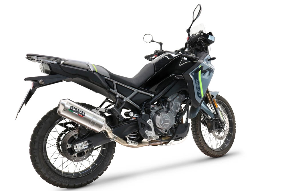 Esapament GPR compatibil cuCf Moto 450 MT 2024 Evacuare slip-on omologata, inclusiv db killer detașabil și conductă de legătură,Satinox 