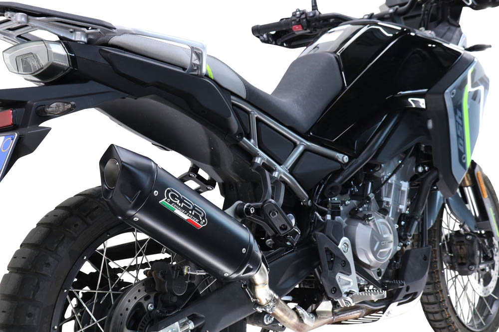 GPR exhaust compatible with  Cf Moto 450 MT 2024-2025, Furore-X Titanio Nero, Slip-on exhaust including removable db killer and link pipe, not EPA-compliant 