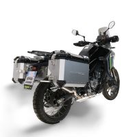 GPR TECH Uyumlu  Cf Moto 450MT 2023/2025 Euro5 Plus Zilver Pereche de cutii laterale din aluminiu cu partea dreaptă conturată, culoare argintie, cu suport specific pentru geantă Capacitate 38 litri + 32 litri.