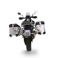GPR TECH Uyumlu  Cf Moto 450MT 2023/2025 Euro5 Plus Zilver Pereche de cutii laterale din aluminiu cu partea dreaptă conturată, culoare argintie, cu suport specific pentru geantă Capacitate 38 litri + 32 litri.