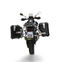 GPR TECH Uyumlu  Cf Moto 800 Mt Touring 2021/2024 e5 Zwart Pereche de cutii laterale din aluminiu cu partea dreaptă conturată, culoare neagră, cu suport specific pentru geantă Capacitate 38 litri + 32 litri.