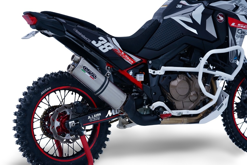 Esapament GPR compatibil cu Honda Crf 1100 L Africa Twin 2020 Evacuare slip-on omologata, inclusiv db killer detașabil și cot de legătură,Dual Inox