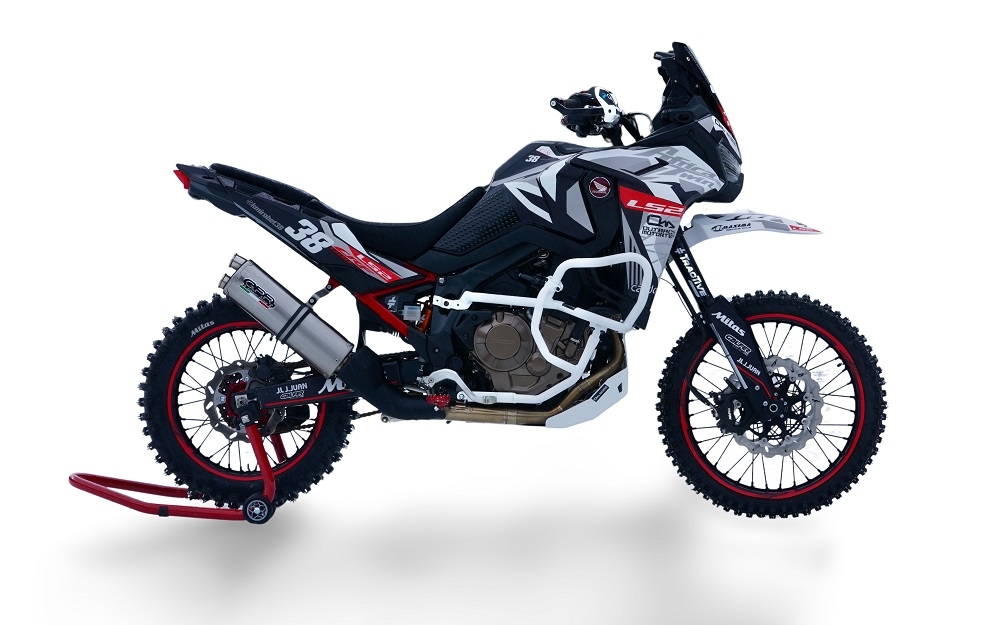 Esapament GPR compatibil cu Honda Crf 1100 L Africa Twin 2020 Evacuare slip-on omologata, inclusiv db killer detașabil și cot de legătură,Dual Inox