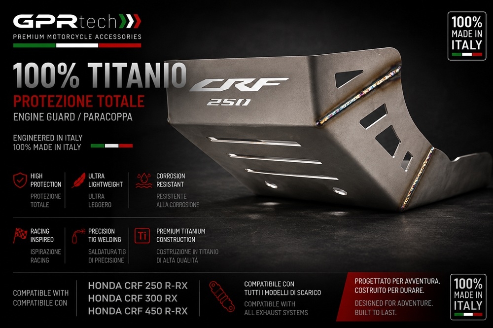 TECH ile uyumlu  Honda Crf 250 R/RX 2022/2024 Placă de protecție din titan 