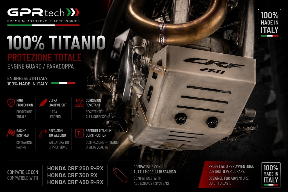 TECH ile uyumlu  Honda Crf 250 R/RX 2022/2024 Placă de protecție din titan 