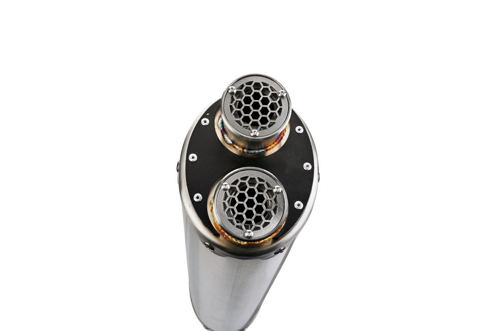 Exhaust compatible with Aprilia Tuareg 660 2021-2024, Dual Inox, Homologated legal slip-on exhaust including removable db killer and link pipe