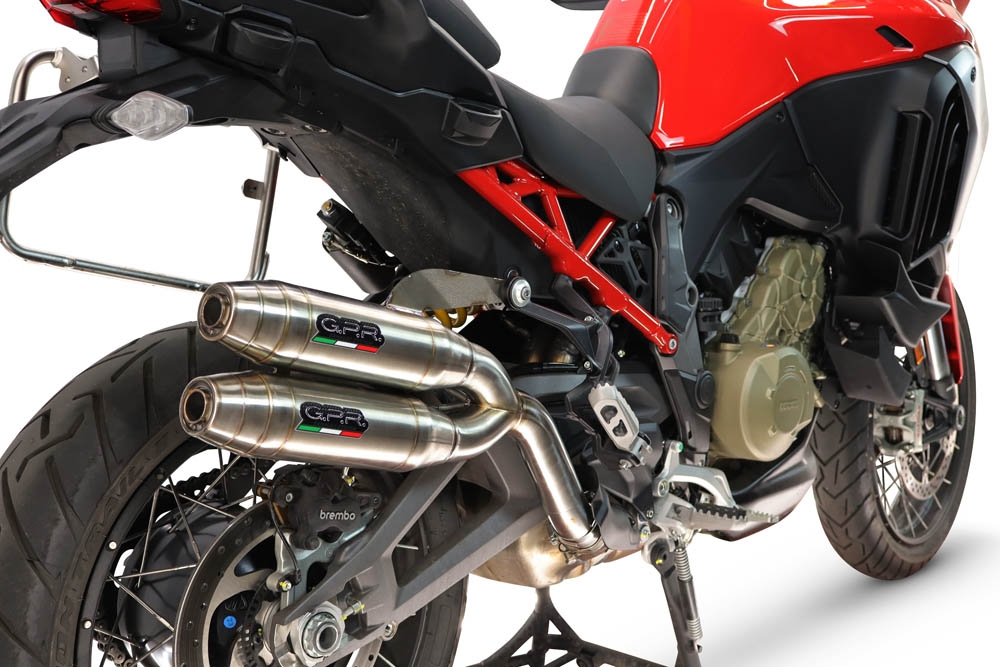 Esapament GPR compatibil cu Ducati Multistrada V4 - V4S 2025 Evacuare cu dublă omologare legală, inclusiv db killers și coturi de legătură detașabile,Deeptone Duplex