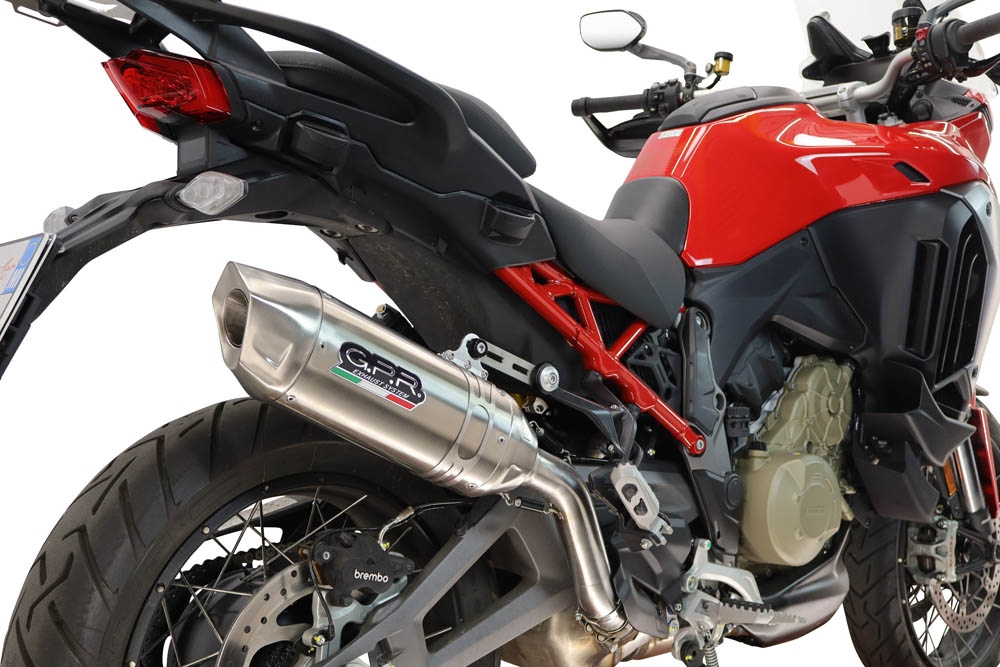 GPR exhaust compatible with Ducati Multistrada V4 - V4S 2025-2026, Furore-X Inox, Homologated legal slip-on exhaust including removable db killer and link pipe 