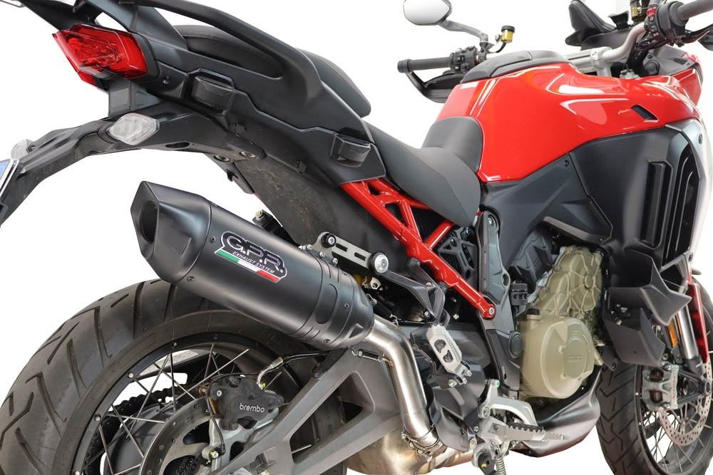 GPR exhaust compatible with Ducati Multistrada V4 - V4S 2025-2026, Furore-X Titanio Nero, Homologated legal slip-on exhaust including removable db killer and link pipe 