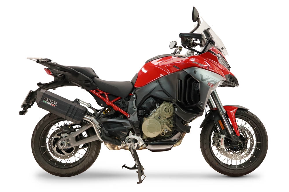 GPR exhaust compatible with Ducati Multistrada V4 - V4S 2025-2026, Hyper Sonic Black Titanium, Homologated legal slip-on exhaust including removable db killer and link pipe 
