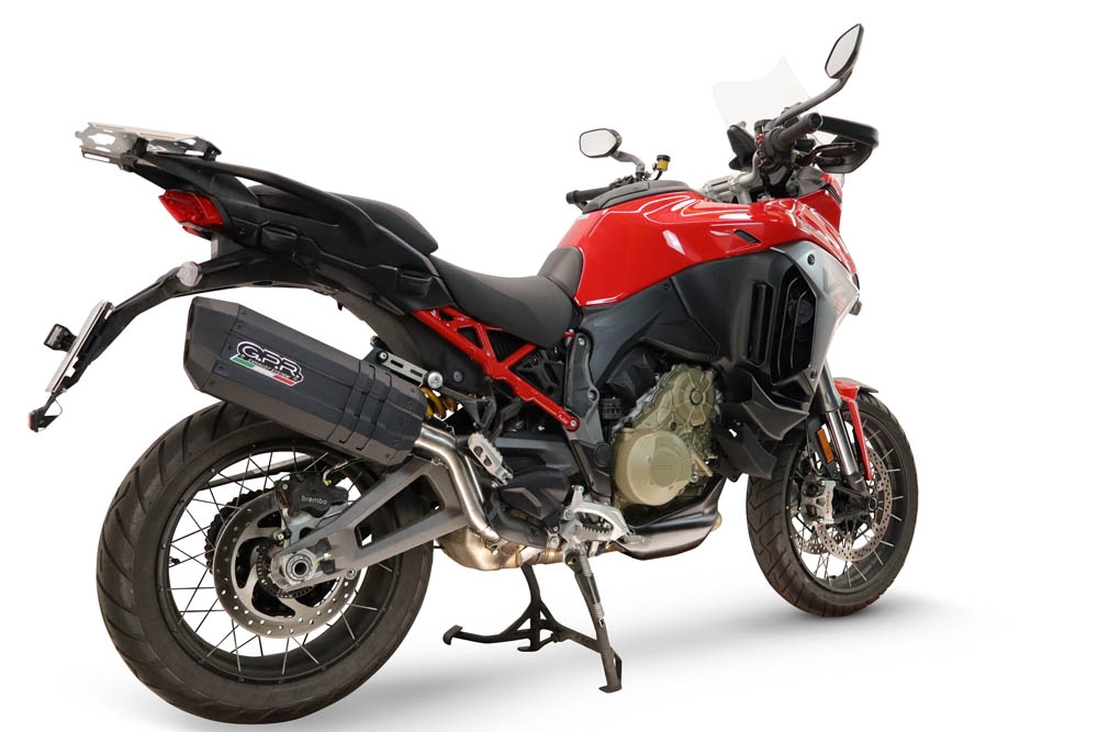 GPR exhaust compatible with Ducati Multistrada V4 - V4S 2025-2026, Hyper Sonic Black Titanium, Homologated legal slip-on exhaust including removable db killer and link pipe 