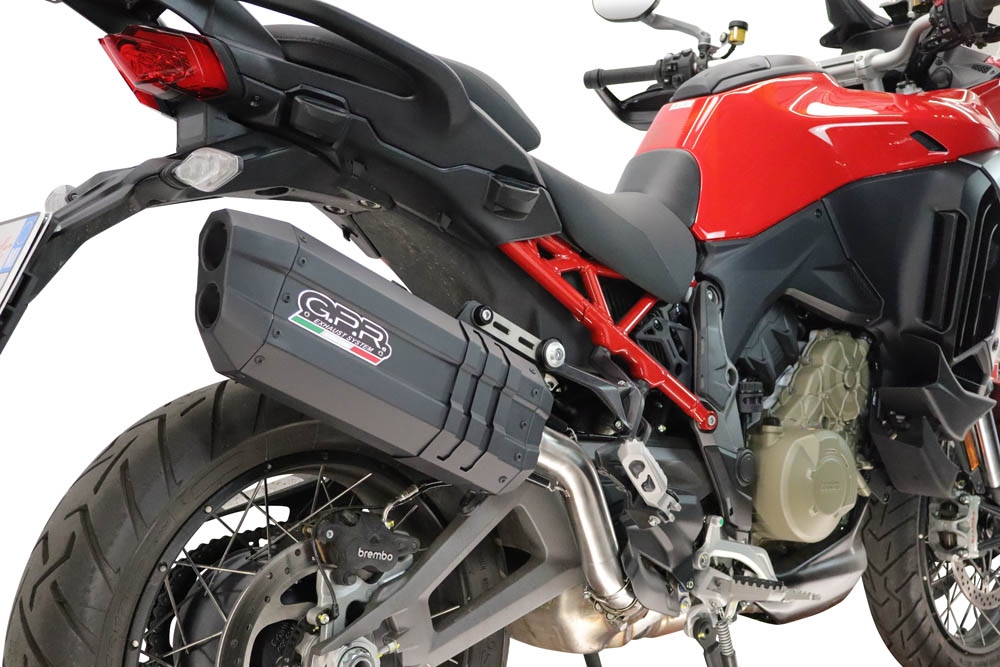 GPR exhaust compatible with Ducati Multistrada V4 - V4S 2025-2026, Hyper Sonic Black Titanium, Homologated legal slip-on exhaust including removable db killer and link pipe 