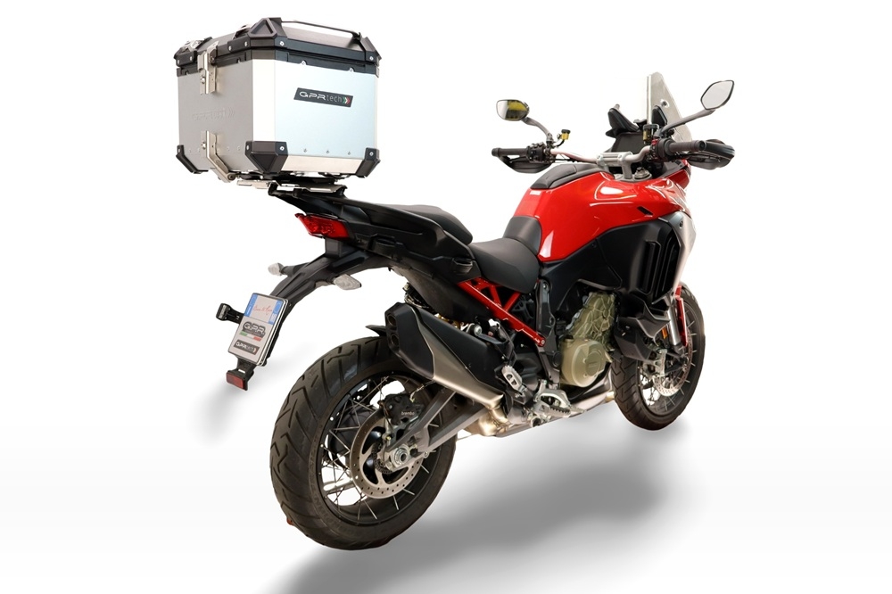 Top case GPR TECH compatible with  Ducati Multistrada V4 - V4S 2025/2026 GPR TECH Top case in aluminum, silver color with specific plate included Capacity 35 LT.