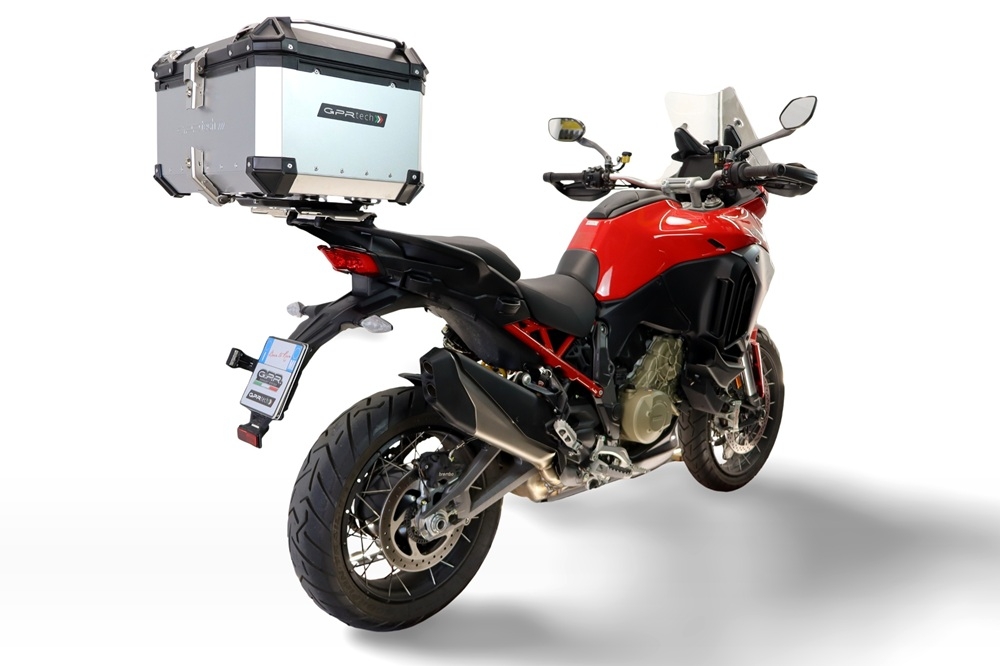 Top case GPR TECH compatible with  Ducati Multistrada V4 - V4S 2025/2026 GPR TECH Top case in aluminum, silver color with specific plate included Capacity 45 LT.