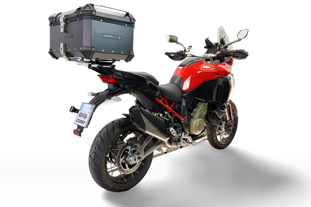 Top case GPR TECH compatible with  Ducati Multistrada V4 - V4S 2025/2026 GPR TECH Top case in aluminum, black color with specific plate included Capacity 55 LT.